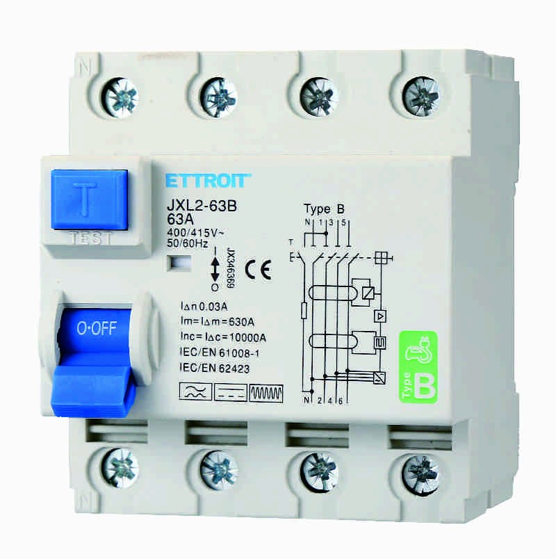 Ettroit Magnetotermico Differenziale Puro 4P 63A 30mA CURVA B 6KA AC/DC 380V