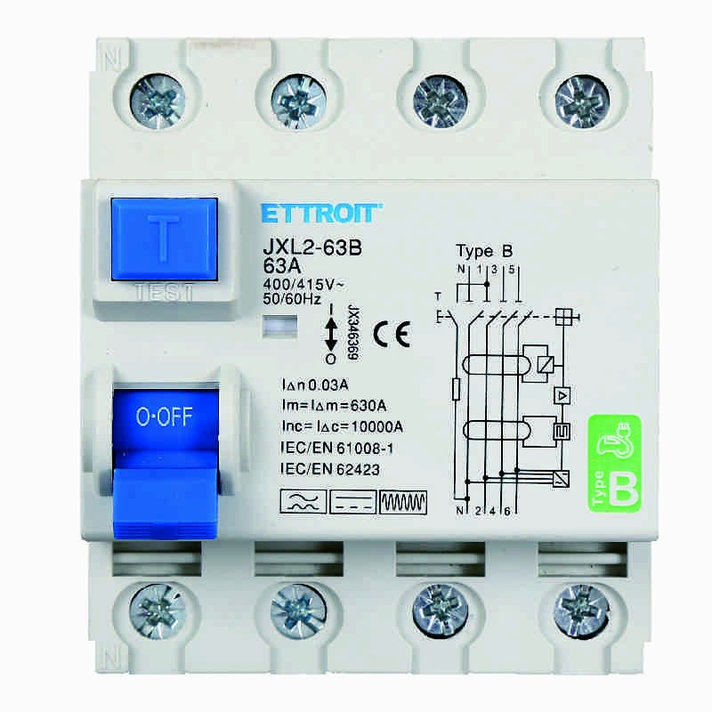 Ettroit Magnetotermico Differenziale Puro 4P 63A 30mA CURVA B 6KA AC/DC 380V