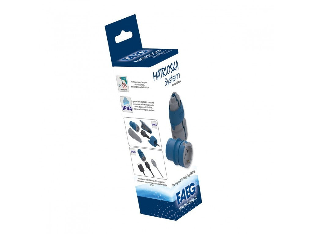 Adattatore da Bipasso Schuko a Spina IP44 CEE Industriale 250V 2P+T