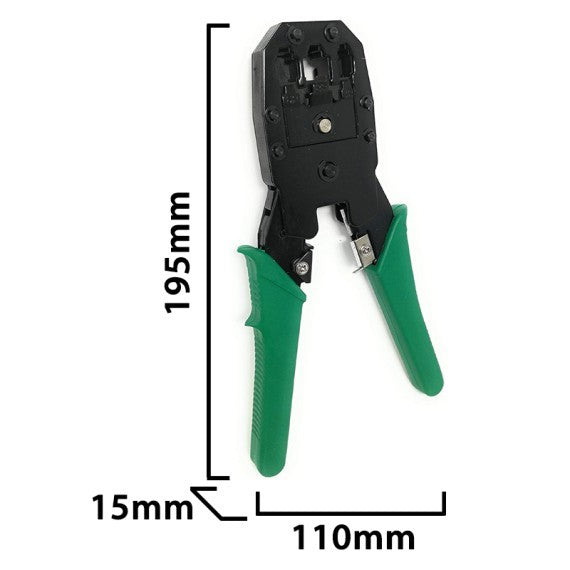 Pinza Crimpatrice 3 in 1 per Connettori RJ45 RJ11 RJ12 Verde