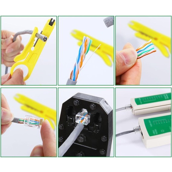Pinza Crimpatrice 3 in 1 per Connettori RJ45 RJ11 RJ12 Verde