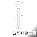 Lampione da Giardino in Resina GIAFFA ROBY Nero IP55 E27 con A60 8,5W CCT