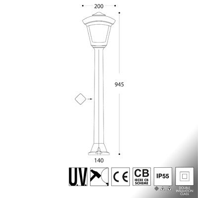 Lampione da Giardino in Resina GIAFFA ROBY Grigio IP55 E27 con A60 8,5W CCT