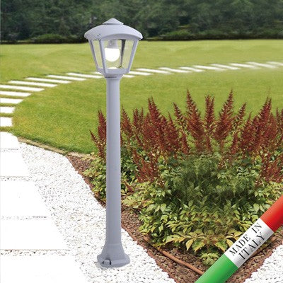 Lampione da Giardino in Resina GIAFFA ROBY Grigio IP55 E27 con A60 8,5W CCT