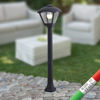 Lampione da Giardino in Resina GIAFFA DARIO Nero E27 IP55 con A60 LED 8,5W CCT