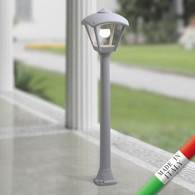 Lampione da Giardino in Resina GIAFFA DARIO Grigio E27 IP55 con A60 LED 8,5W CCT