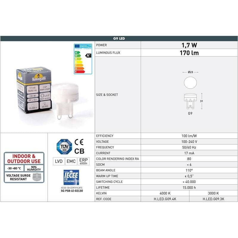 Lampione da Giardino in Resina STEVEN Bianco con G9 1,7W 4000K