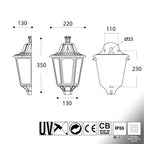 Lanterna Applique da Parete in Resina IESSE Bianco E27 IP55
