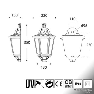 Lanterna Applique da Parete in Resina IESSE Bianco E27 IP55