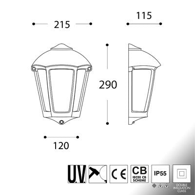 Lanterna Applique da Parete in Resina FABIO Nero E27 IP55