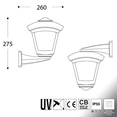 Lanterna Applique da Parete in Resina NARDO ROBY Nero E27 IP55