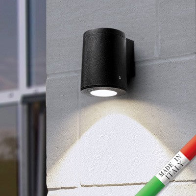 Applique da Parete in Resina FRANCA 90 1L Nero IP55 con GU10 3,5W CCT