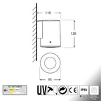 Applique da Parete in Resina FRANCA 90 1L Nero IP55 con GU10 3,5W CCT