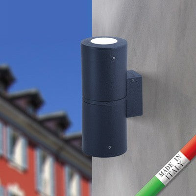 Applique da Parete in Resina FRANCA 90 2L Nero IP55 GU10 7W CCT