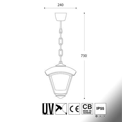 Lampada a Sospensione in Resina SICAR DARIO Nero Trasparente IP55 E27