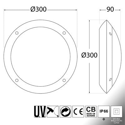 Plafoniera Rotonda da Parete o Soffitto in Resina LUCIA Nero Opale IP66 E27