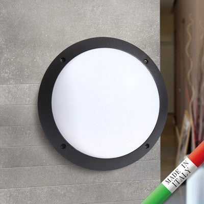 Plafoniera Rotonda da Parete o Soffitto in Resina LUCIA Nero Opale IP66 E27