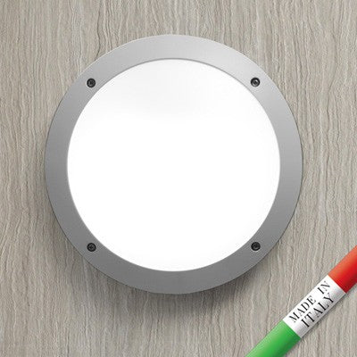 Plafoniera Rotonda da Parete o Soffitto in Resina LUCIA Grigio Opale IP66 E27