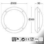 Plafoniera Rotonda da Parete o Soffitto in Resina LUCIA Grigio Opale IP66 E27