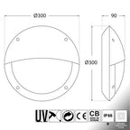 Plafoniera Rotonda da Parete o Soffitto in Resina LUCIA EL Nero Opale IP66 E27