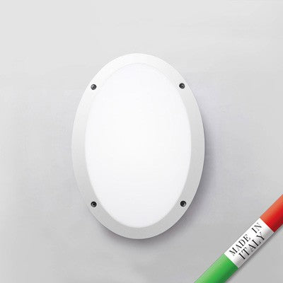Plafoniera Ovale da Parete o Soffitto in Resina MADDI Bianco Opale IP66 E27