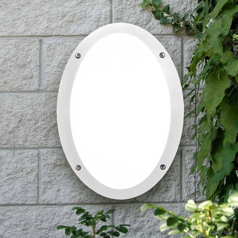Plafoniera Ovale da Parete o Soffitto in Resina MADDI Bianco Opale IP66 E27