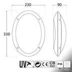 Plafoniera Ovale da Parete o Soffitto in Resina MADDI Grigio Opale IP66 E27