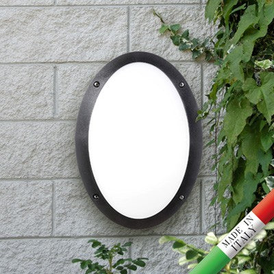 Plafoniera Ovale da Parete o Soffitto in Resina MADDI Nero Opale IP66 E27