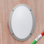 Plafoniera Ovale da Parete o Soffitto in Resina MADDI Grigio Opale IP66 E27