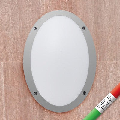 Plafoniera Ovale da Parete o Soffitto in Resina MADDI Grigio Opale IP66 E27
