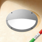 Plafoniera Ovale da Parete o Soffitto in Resina MADDI HL Grigio Opale IP66 E27