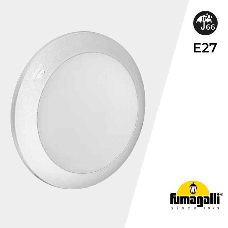 Plafoniera Rotonda da Parete o Soffitto in Resina BERTA Bianco Opale IP66 E27