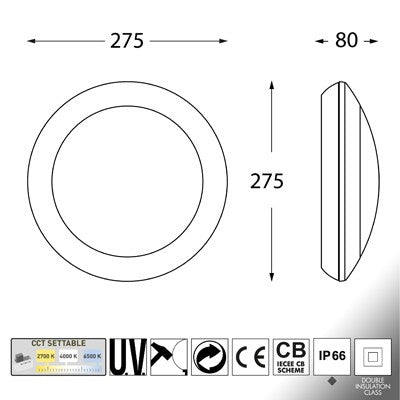 Plafoniera Rotonda da Parete o Soffitto in Resina BERTA Bianco Opale IP66 E27