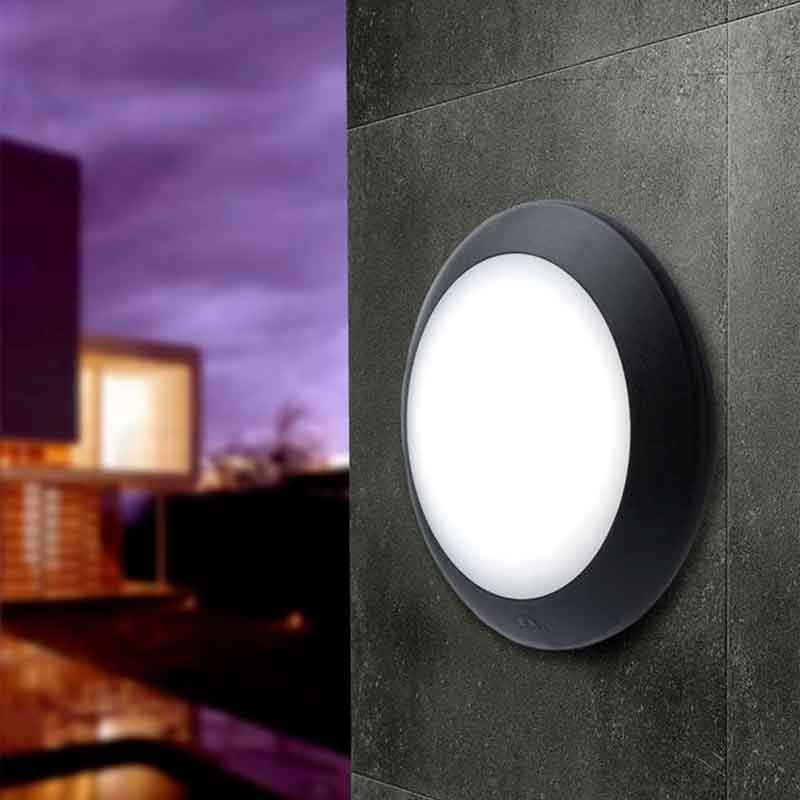 Plafoniera Rotonda da Parete o Soffitto in Resina BERTA Nero Opale IP66 E27