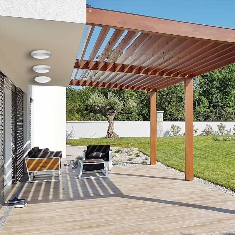 Plafoniera Rotonda da Parete o Soffitto in Resina BERTA Nero Opale IP66 E27