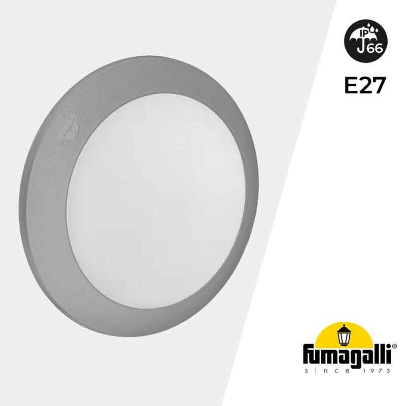 Plafoniera Rotonda da Parete o Soffitto in Resina BERTA Grigio Opale IP66 E27