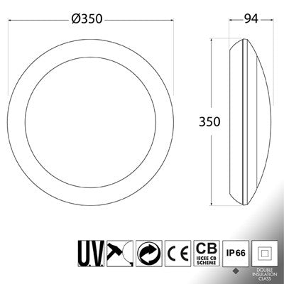 Plafoniera Rotonda da Parete o Soffitto in Resina UMBERTA Nero 2 x E27