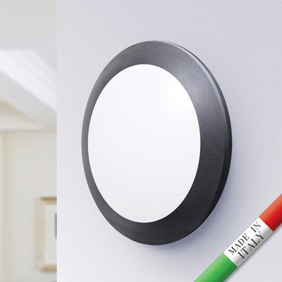 Plafoniera Rotonda da Parete o Soffitto in Resina UMBERTA Nero 2 x E27