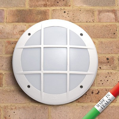 Plafoniera Rotonda da Parete o Soffitto in Resina GELMI GR Bianco IP66 E27