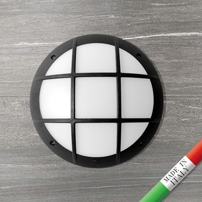 Plafoniera Rotonda da Parete o Soffitto in Resina GELMI GR Nero IP66 E27