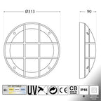 Plafoniera Rotonda da Parete o Soffitto in Resina GELMI GR Nero IP66 E27