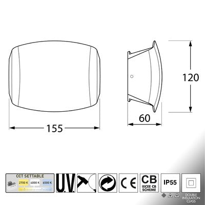 Applique in Resina ABRAM 150 Bianco IP55 con LED R7S 3,5W CCT