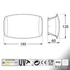 Applique in Resina ABRAM 190 Bianco IP55 con LED R7S 7,5W CCT