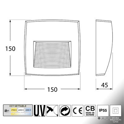 Segnapasso in Resina LORENZA 150 Nero IP55 con R7S 3,5W CCT