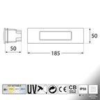 Segnapasso da Incasso in Resina NINA 190 Bianco IP55 con R7S 7,5W CCT