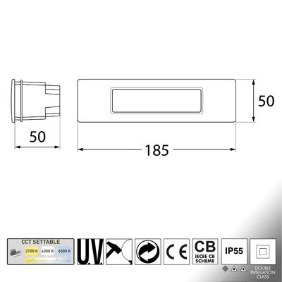 Segnapasso da Incasso in Resina NINA 190 Bianco IP55 con R7S 7,5W CCT