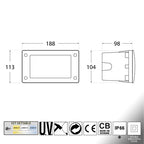 Segnapasso da Incasso in Resina LETI 200 Nero IP66 con GX53 3W CCT