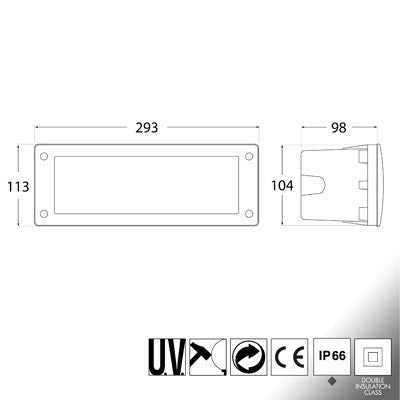 Segnapasso da Incasso in Resina LETI 300 Nero IP66 E27