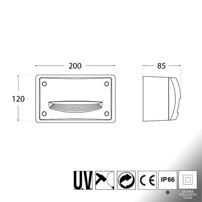 Segnapasso in Resina EXTRALETI 200 HS Bianco IP66 con GX53 3W CCT