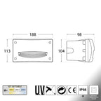 Segnapasso da Incasso in Resina LETI 200 HS Bianco IP66 con GX53 3W CCT